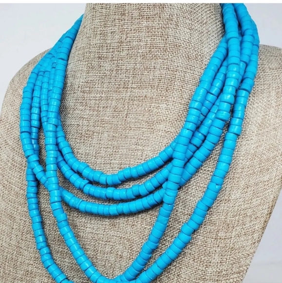 Vintage Unsigned Gerda Lynggaard Monies Necklace Heavy Dyed Bone Multi-strand - Picture 2 of 6